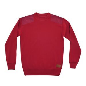 NWOT Scotch & Soda Sz L Merino Wool Blend Red  Sweater Crewneck Shoulder Accents